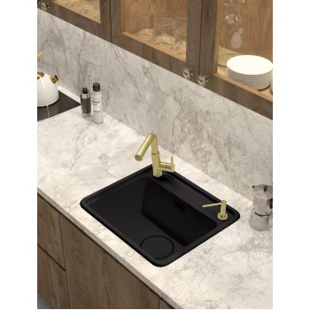 Гранитная мойка MOMI с 1 чашей 440X500X229 NERO, с функцией экономии места NERO