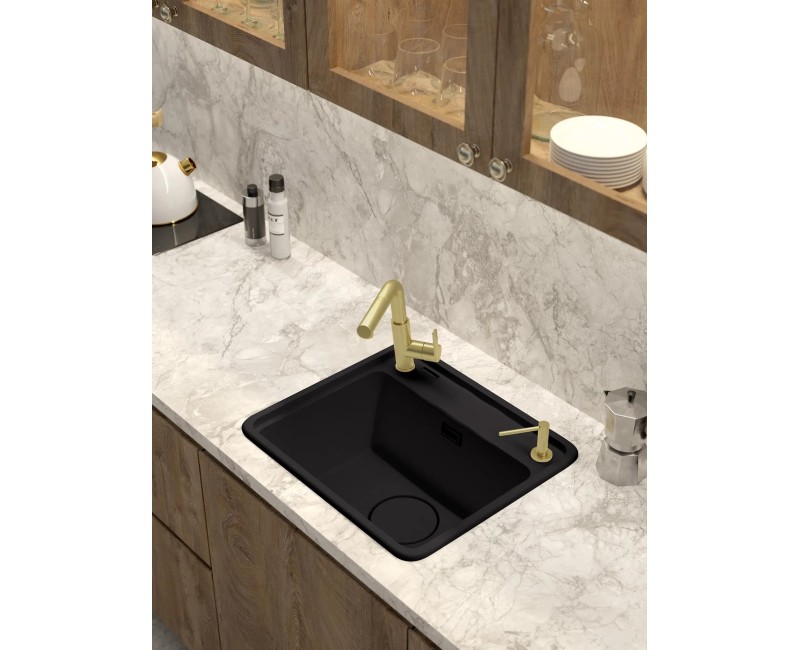 Гранитная мойка MOMI с 1 чашей 440X500X229 NERO, с функцией экономии места NERO