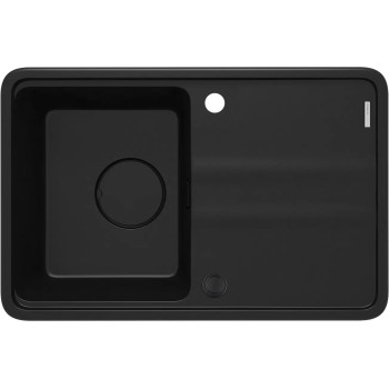 Гранитная мойка MOMI с 1 чашей и коротким сливом 670X440X229, NERO, с функцией экономии места NERO