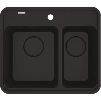Гранитная мойка MOMI с 1,5 чашами и без сливом 600x520x230 мм, NERO, с функцией экономии места NERO