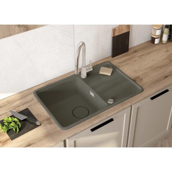 МОЙКА MOMI 1-BOWL GRANITE SINK С КРЕНОМ 780x550X229, АНТРАЦИТОВЫЙ МЕТАЛЛИК, С ЭКОНОМИТЕЛЕМ ПРОСТРАНСТВА