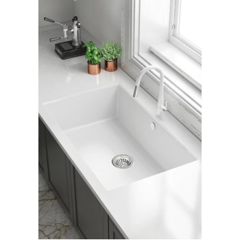 Virtuves izlietne Deante CORDA Granīta 440X440X194mm, ALABASTER Balta