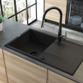 МОЙКА ERIDAN 1-BOWL GRANITE SINK С КРЕНОМ 860x500x209, ГРАФИТОВЫЙ МЕТАЛЛИК, С ЭКОНОМЬТЕ ПРОСТРАНСТВА LUX