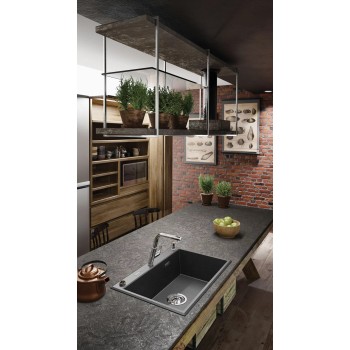 Virtuves izlietne Deante ERIDAN Granīta 700x520x210mm, GREY METALLIC Pelēka