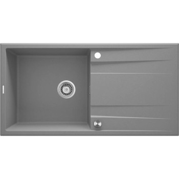 ERIDAN 1-ЧАШЕВАЯ ГРАНИТНАЯ МОЙКА С СУШИЛКОЙ 1000x520x203, СЕРЫЙ МЕТАЛЛИК, С СИСТЕМОЙ ЭКОНОМИИ ПРОСТРАНСТВА LUX
