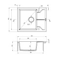 МОЙКА ANDANTE 1-BOWL GRANITE SINK С КОРОТКИМ КРЕНОМ 590x490x194, SANDY, С ЭКОНОМИЯ ПРОСТРАНСТВА