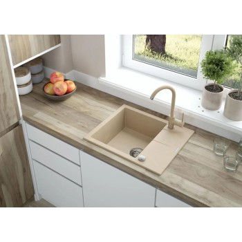Virtuves izlietne Deante ANDANTE Granīta 590x490x194mm, ALABASTER Balta