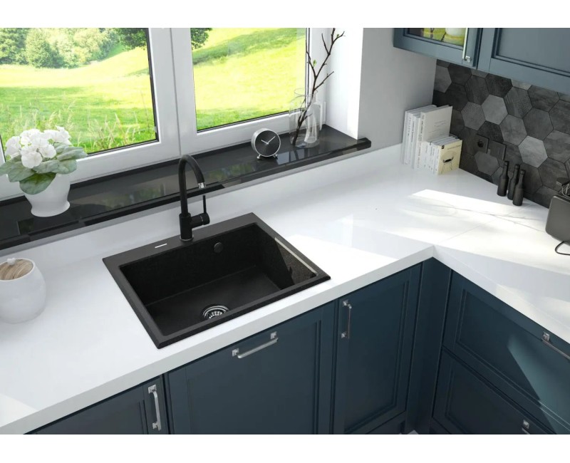 Virtuves izlietne Deante ANDANTE Granīta 600x520X210mm, NERO Melna