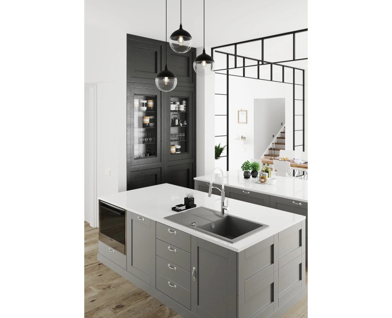 Virtuves izlietne Deante ANDANTE Granīta 780x490x194mm, NERO Melna