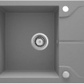 МОЙКА ИЗ ГРАНИТА ANDANTE С 1 ЧАШЕЙ И КОРОТКИМ КРЕНОМ 590x490x194, СЕРЫЙ МЕТАЛЛИК, С ЭКОНОМИЯ МЕСТА