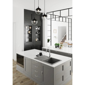Virtuves izlietne Deante ANDANTE Granīta 780x490x194mm, ANTHRACITE METALLIC Antarcīts