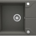 МОЙКА ИЗ ГРАНИТА ANDANTE С 1 ЧАШЕЙ И КОРОТКИМ КРЕНОМ 590x490x194, АНТРАЦИТОВЫЙ МЕТАЛЛИК, С ЭКОНОМИЯ МЕСТА SAVER