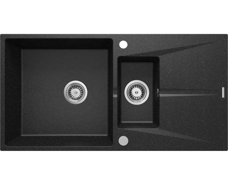ГРАНИТОВАЯ МОЙКА CORIO С 1,5 ЧАШАМИ И КРЕНОМ 970x500x215, 3,5", ГРАФИТ, С ЭКОНОМИТЕЛЕМ ПРОСТРАНСТВА