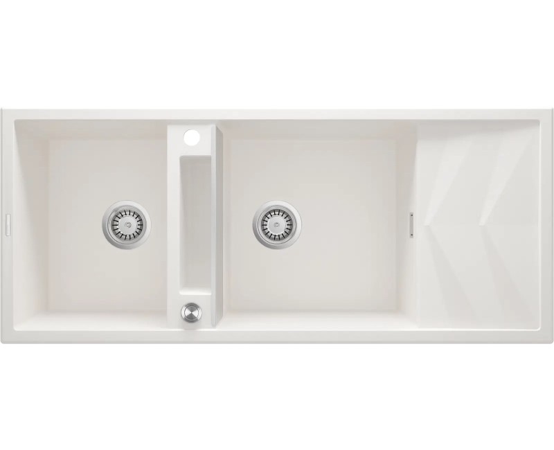 МАГНИТНАЯ МОЙКА 2-BOWL С ПОЛКОЙ ДЛЯ СУШКИ, С ФИТИНГАМИ, ALABASTER GRANITE