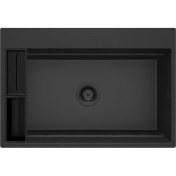 ГРАНИТОВАЯ МОЙКА MOMI С 1 ЧАШЕЙ 760x520x220, 3,5", ГРАФИТОВЫЙ МЕТАЛЛИК, С ЭКОНОМЯЩИМ ПРОСТРАНСТВОМ NERO CLICK