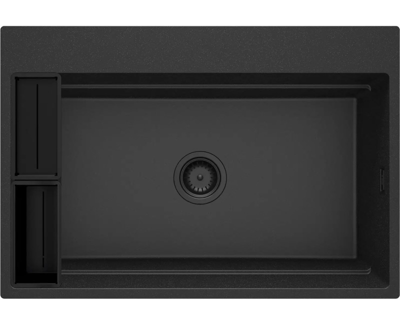 ГРАНИТОВАЯ МОЙКА MOMI С 1 ЧАШЕЙ 760x520x220, 3,5", ГРАФИТОВЫЙ МЕТАЛЛИК, С ЭКОНОМЯЩИМ ПРОСТРАНСТВОМ NERO CLICK