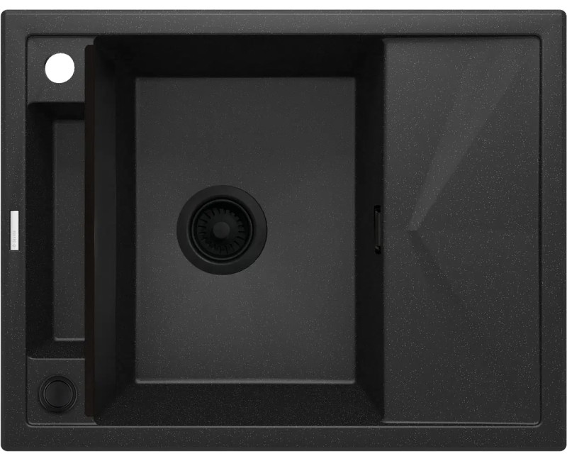 МАГНИТНАЯ МОЙКА С 1 ЧАШЕЙ И СУШИЛЬНОЙ ДОСКОЙ, С ФИТИНГАМИ, МЕТАЛЛИЧЕСКИЙ ГРАФИТОВЫЙ ГРАНИТ