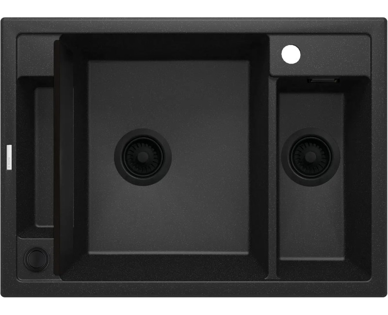 МАГНИТНАЯ МОЙКА С 1 ЧАШЕЙ БЕЗ СЛИВА, С ФИТИНГОМ, ГРАНИТ NERO