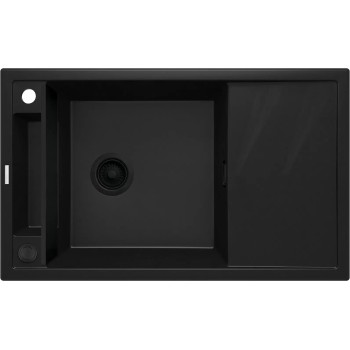 МАГНИТНАЯ МОЙКА С 1 ЧАШЕЙ И СЛИВОМ 820X500X219 ММ, С ФИТИНГОМ, ГРАНИТ NERO