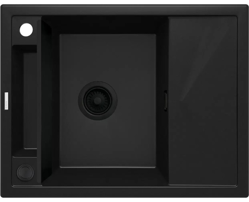 МАГНИТНАЯ МОЙКА С 1 ЧАШЕЙ И СЛИВОМ 640X500X219 ММ, С ФИТИНГОМ, ГРАНИТ NERO