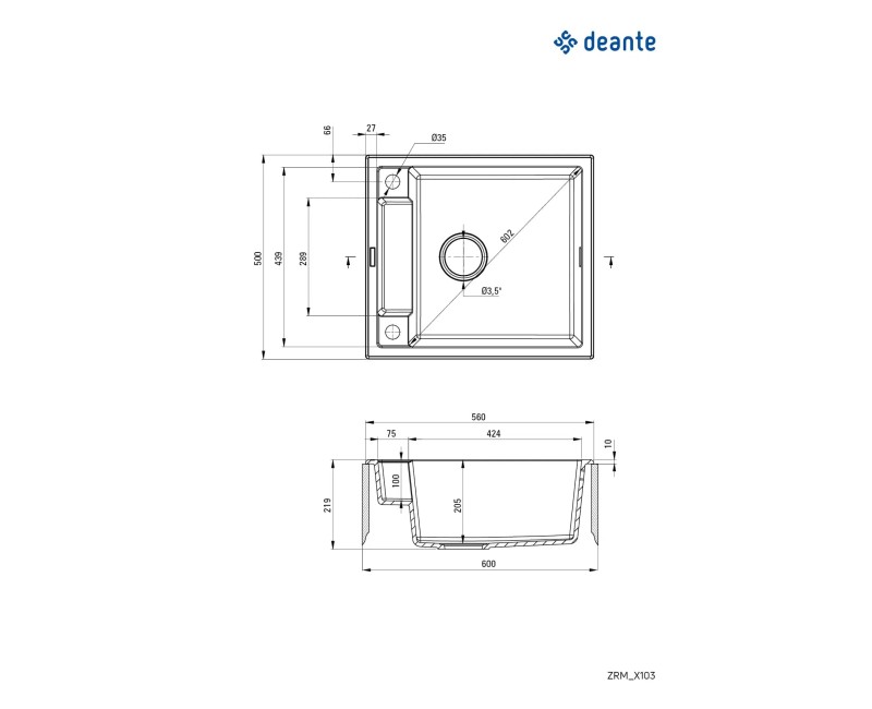 МАГНИТНАЯ МОЙКА С 1 ЧАШЕЙ И АРМАТУРОЙ, ГРАНИТ METALLIC GREY