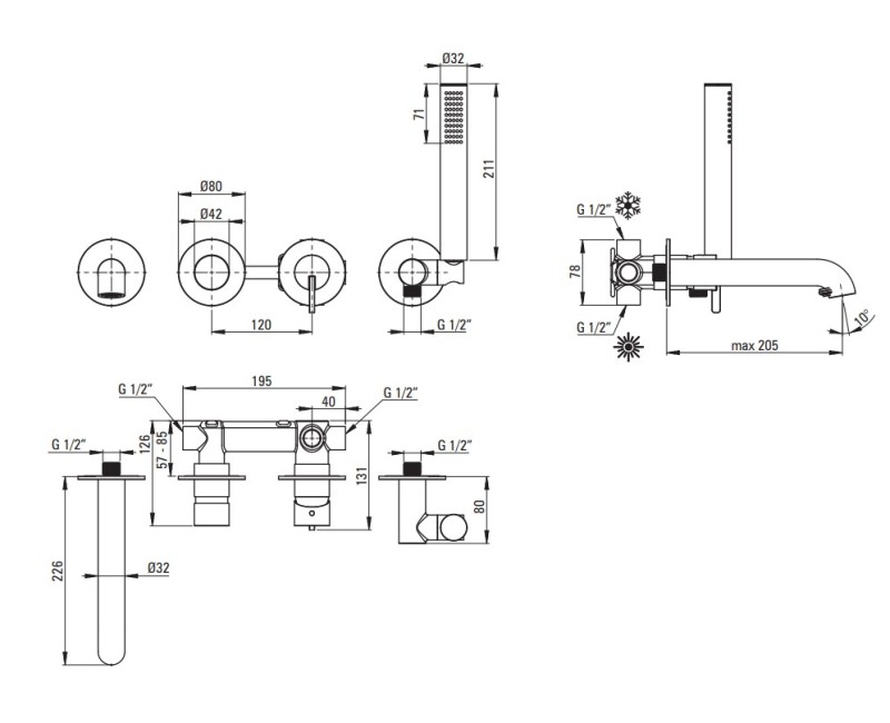 Смеситель для ванны Denate Silia на ванне, Хром BQS_018P