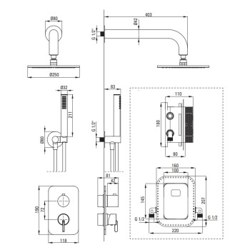 Душевая система Deante Silia встраиваемая, Цвет Титан BXYYDQSM