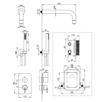 Dušas sistēma Deante Silia iebūvējama, Balta BXYZAQSM