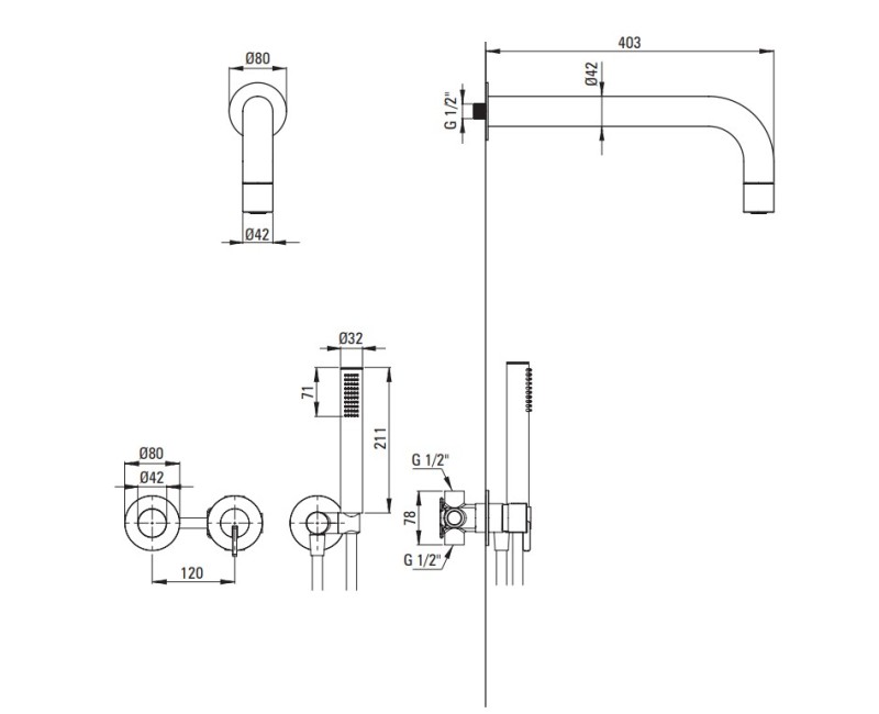 Dušas sistēma Deante Silia iebūvējama, Hromēts NQS_00XK