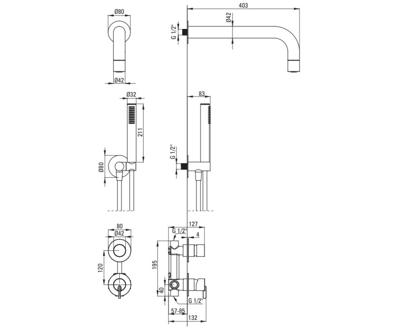 Dušas sistēma Deante Silia iebūvējama, Hromēts NQS_09XK