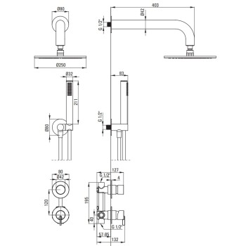 Dušas sistēma Deante Silia iebūvējama, Matēta bronza NQS_C9YK