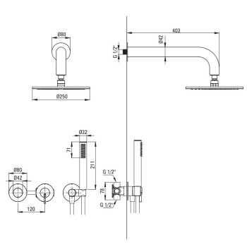 Dušas sistēma Deante Silia iebūvējama, Balta NQS_A0YK