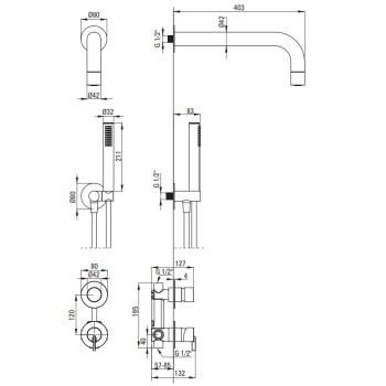 Dušas sistēma Deante Silia iebūvējama, Balta NQS_A9XK