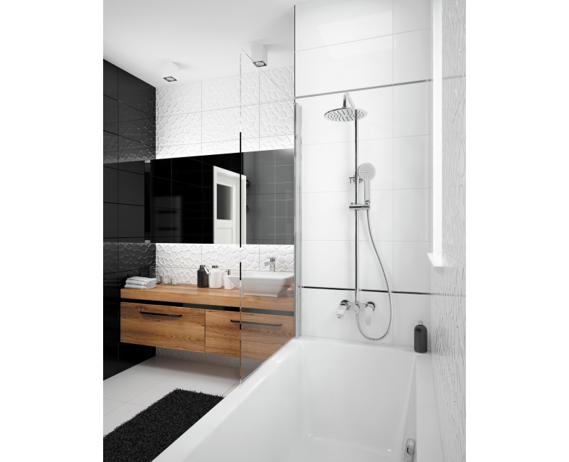 Vannas siena Deante Alpina 80x140cm Caurspīdīgi stikls, Hromēti profili