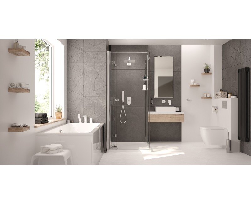 Dušas siena Deante KERRIA PLUS 100cm Caurspīdīgs stikls, Hromēti profili