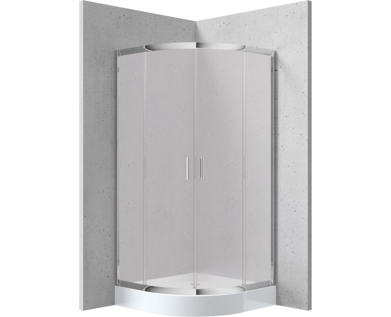 Dušas kabīne Deante FUNKIA 90x90cm Pusapaļa FROSTED stikls, Hromēti profili