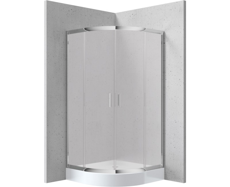 Dušas kabīne Deante FUNKIA 90x90cm Pusapaļa FROSTED stikls, H=170cm Hromēti profili