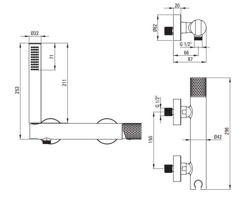 Смеситель для душа Deante Silja с ручным душем, Сталь BHS_F41M