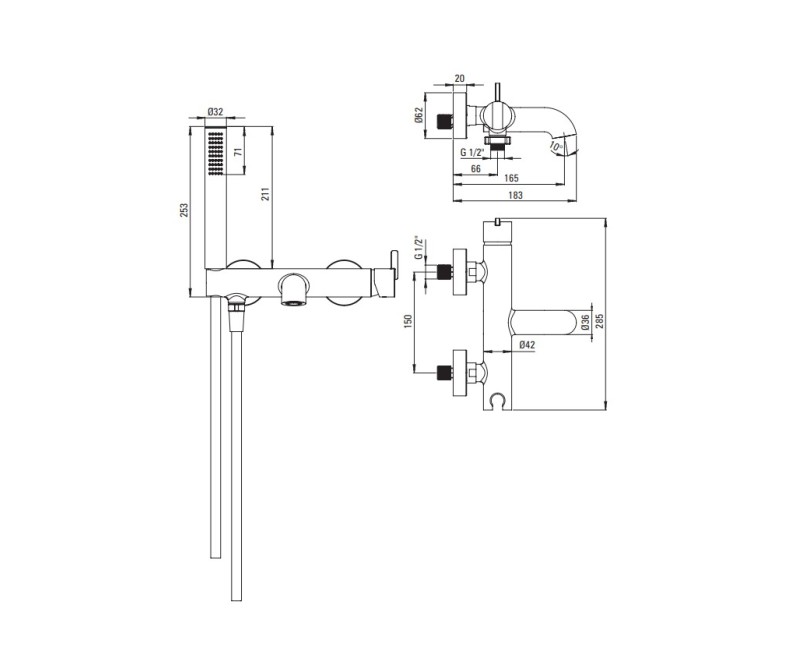 Vannas / Dušas maisītājs Deante Silja ar rokas dušu, Hromēts BQS_011M