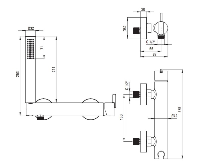Dušas maisītājs Deante Silja ar rokas dušu, Balts BQS_A41M