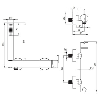 Dušas maisītājs Deante Silja ar rokas dušu, Bronza BQS_C41M