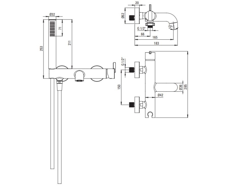 Vannas / Dušas maisītājs Deante Silja ar rokas dušu,Titāns BQS_D11M