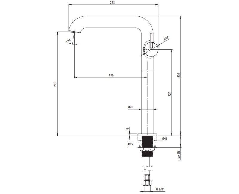 Vannas istabas izlietnes maisītājs Deante Silja Paaugstināts,Titāns BQS_D24K