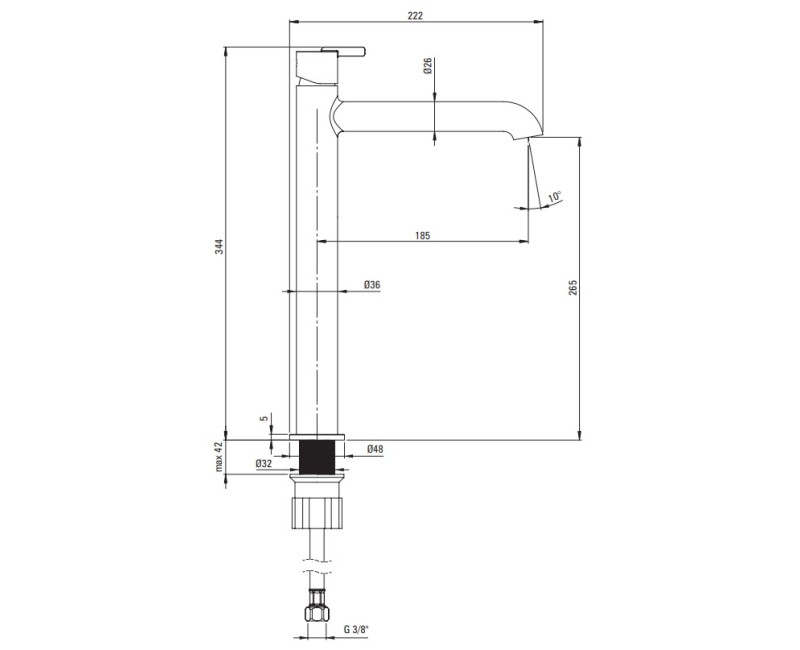 Vannas istabas izlietnes maisītājs Deante Silja Paaugstināts, Steel BQS_F20K