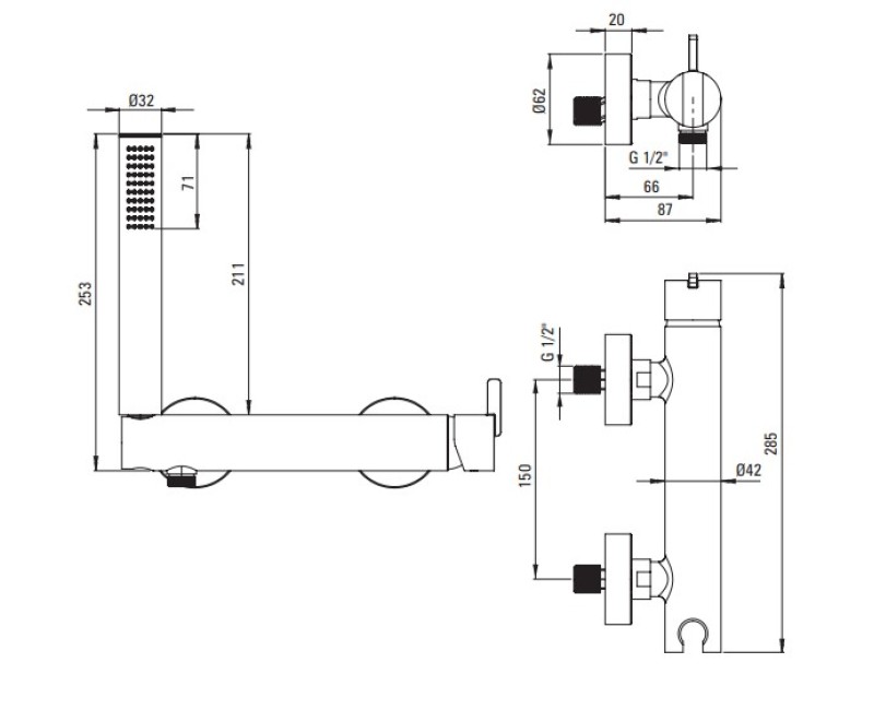 Dušas maisītājs Deante Silja ar rokas dušu, Steel BQS_F41M