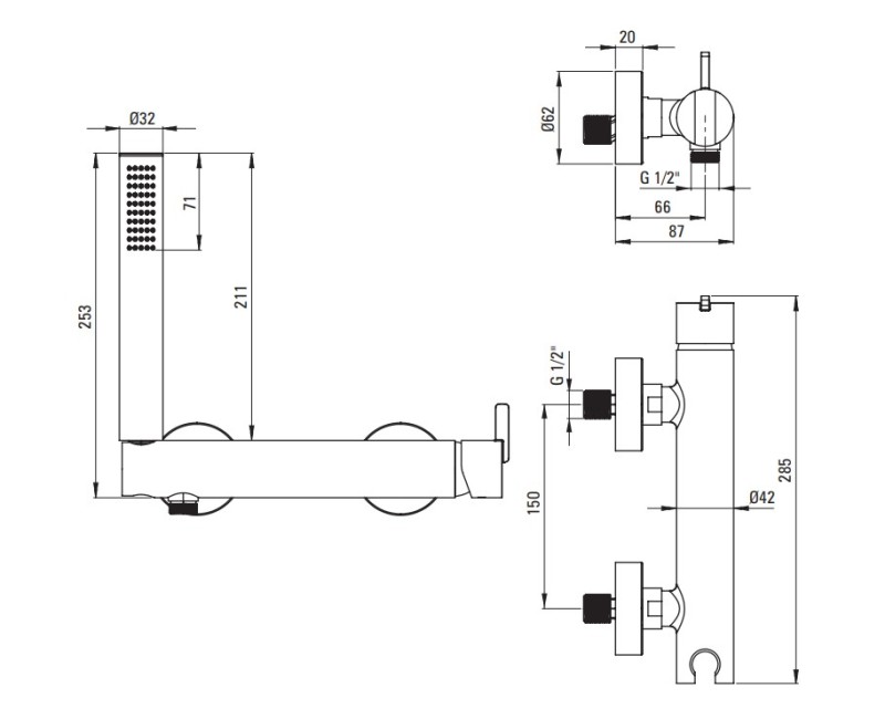 Смеситель для душа Deante Silja с ручным душем, черный BQS_N41M