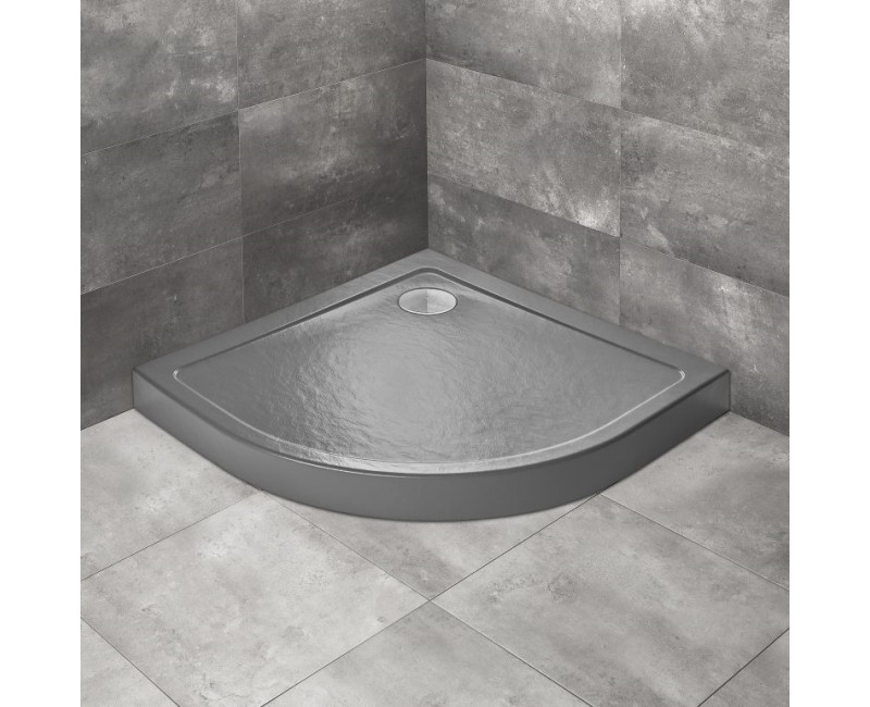 Radaway Dušas paliktnis pusapaļš Doros A Compact 90x90, antracīts