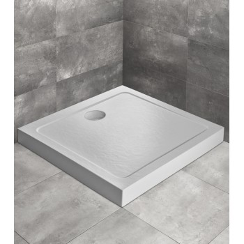 Radaway Kvadrātveida dušas paliktnis DOROS C Compact 90x90cm, balts akmens