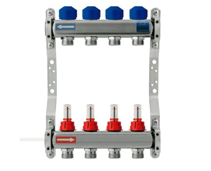 Silto Grīdu Kolektors Kan-therm NT4 Ar Plūsmas Mērītājiem, 4-Cilpu