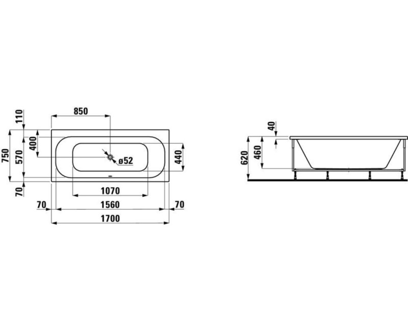 Vanna Laufen Solutions Akrila 1700x750x460 Balta